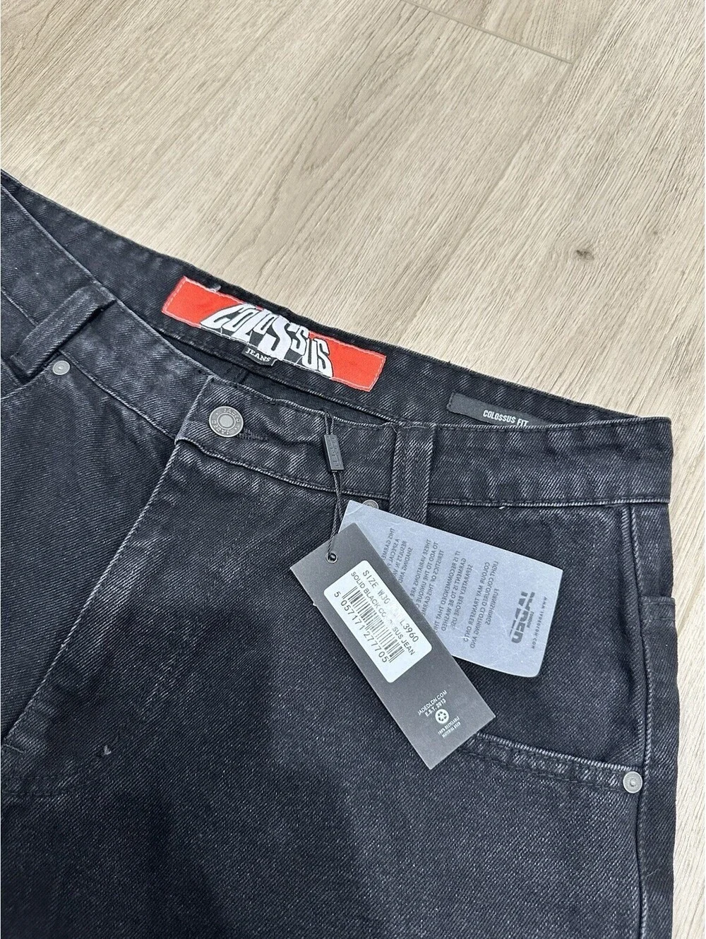 NWT Jaded London Jeans Mens 34x30 Black Wide Leg Colossus Fit Denim